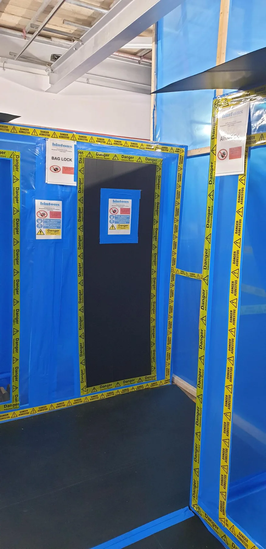 Hintons licensed asbestos enclosure for sprayed coating removal in a Bridgnorth factory