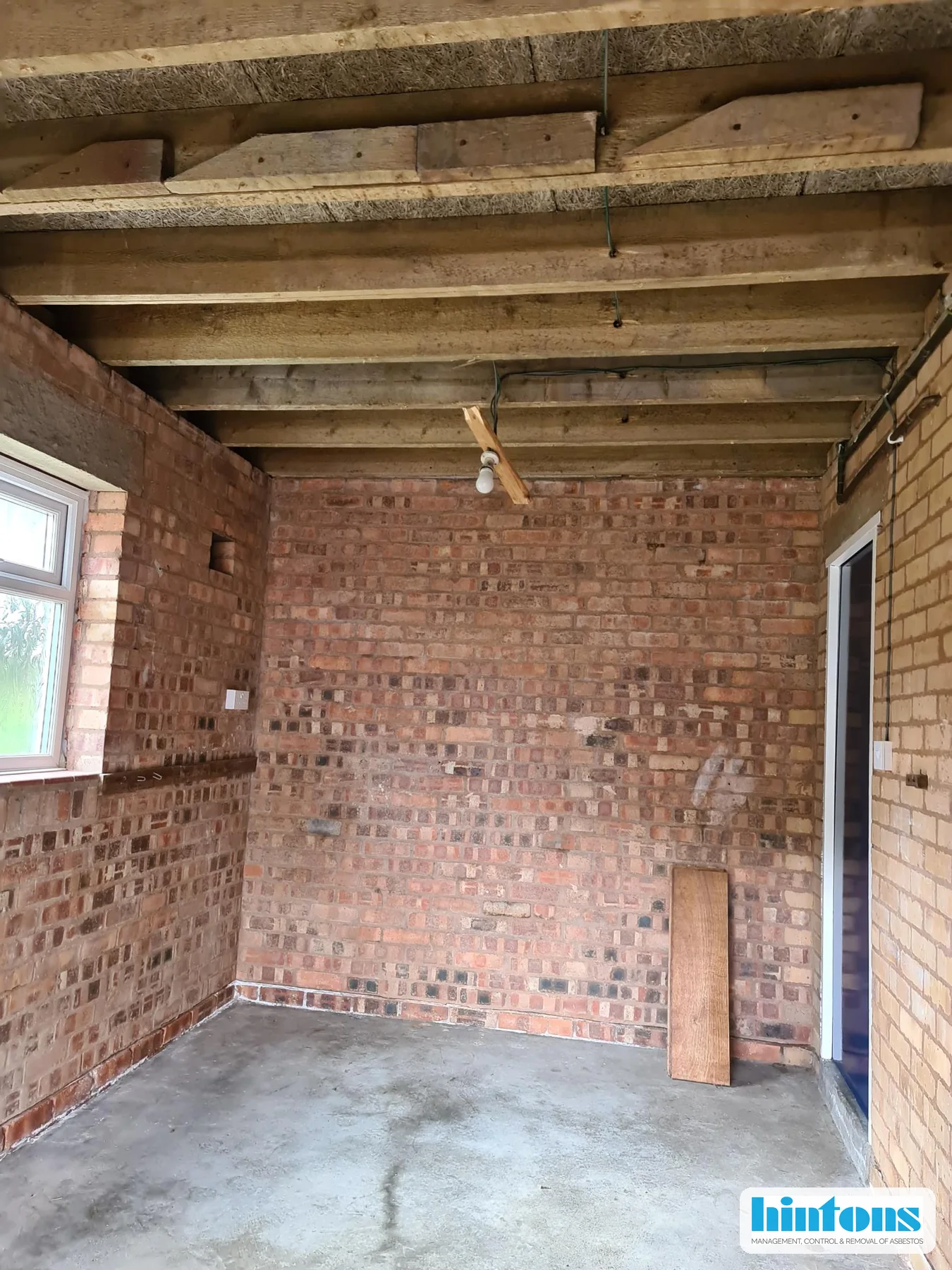 Area after licensed asbestos insulation board ceiling removal in Redditch