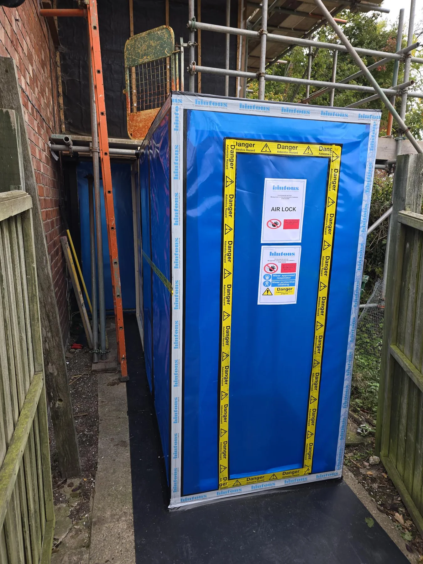 Hintons asbestos airlock for licensed thermal insulated pipework removal in Shrewsbury