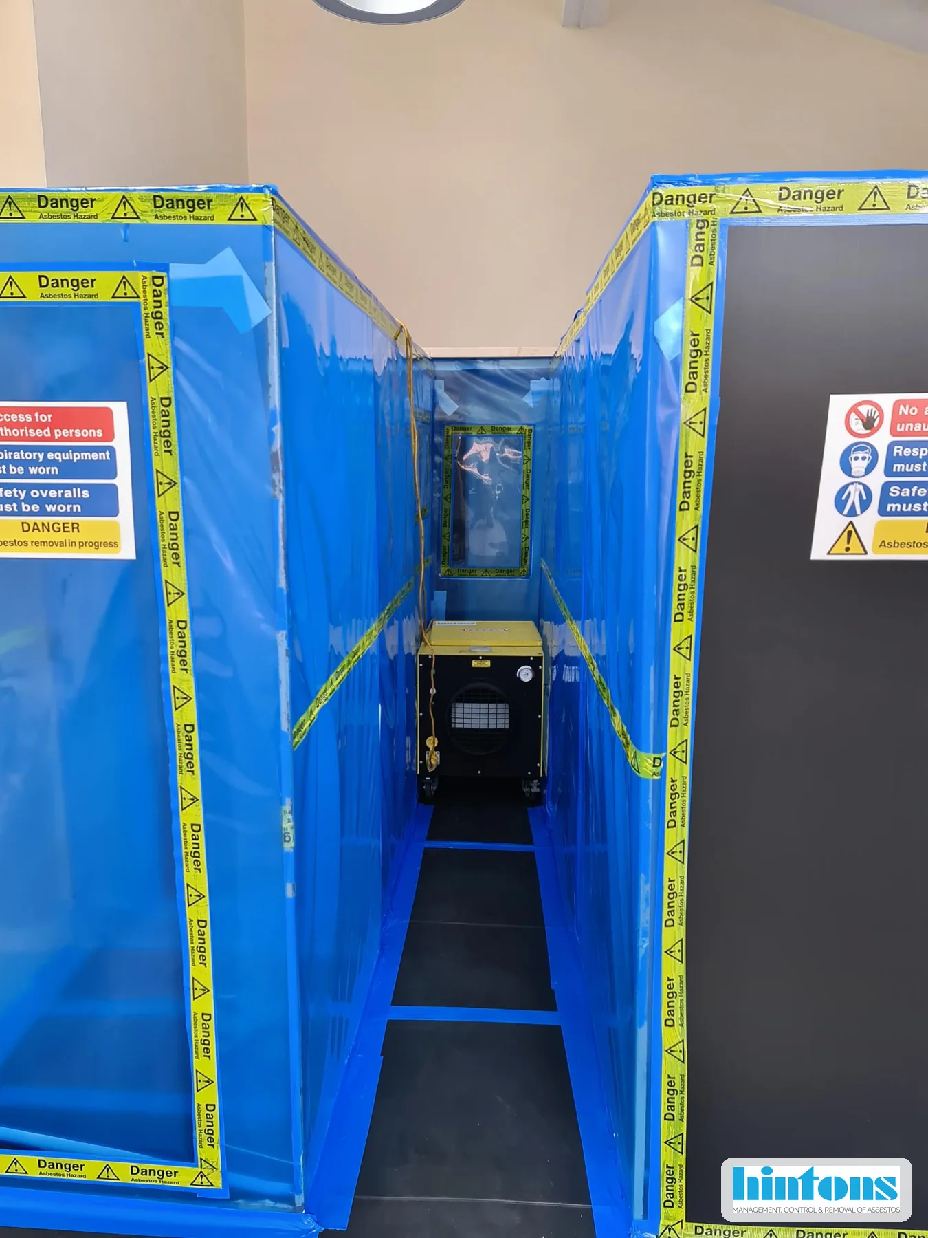 Licensed asbestos enclosure for AIB wall and ceiling removal in Llandudno